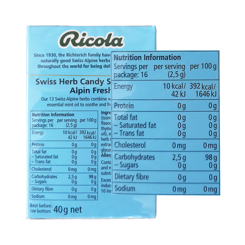 Ricola Sugar Free Alpin Fresh 40g - Image 2