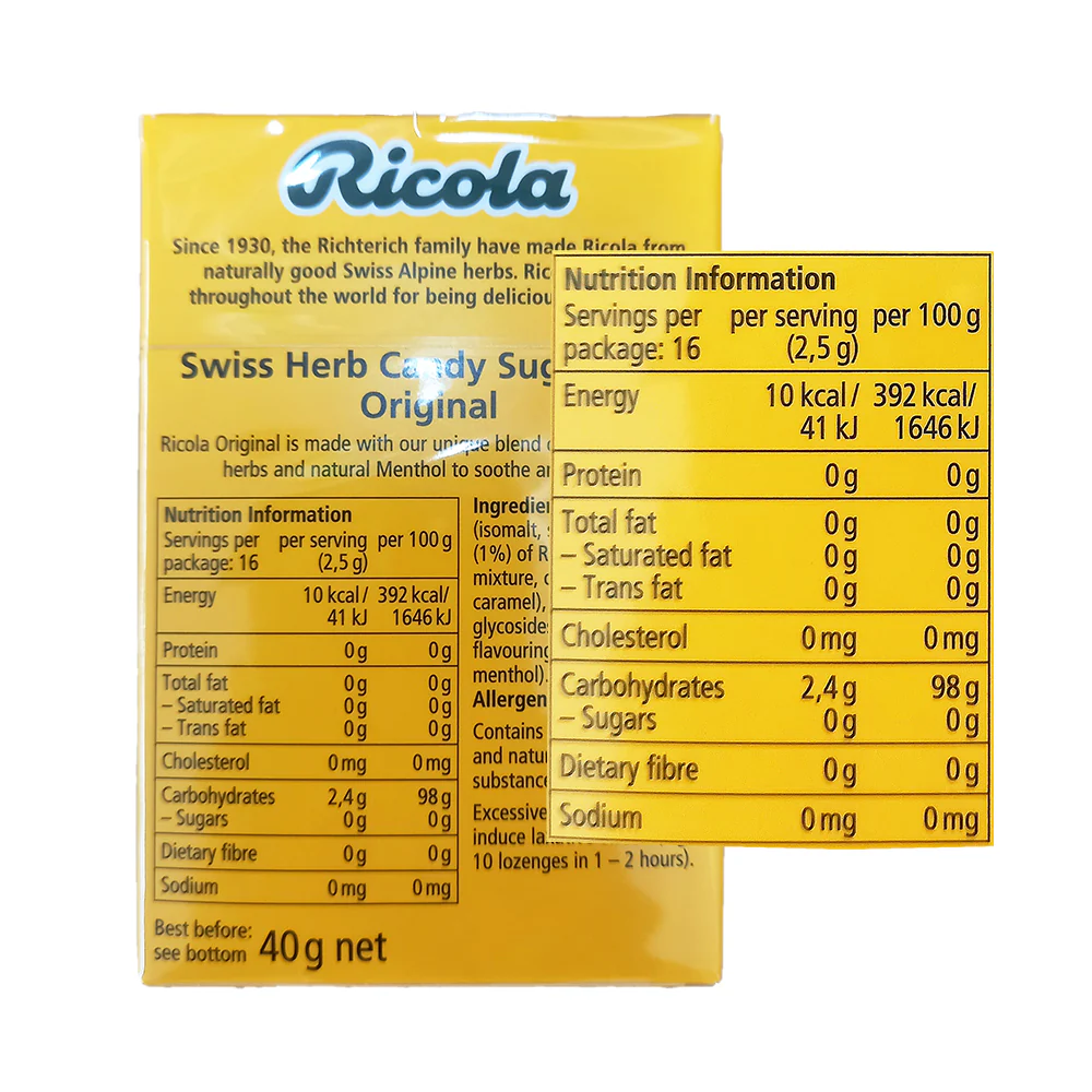 Ricola Sugar Free Fruit Candy 40g - Image 2