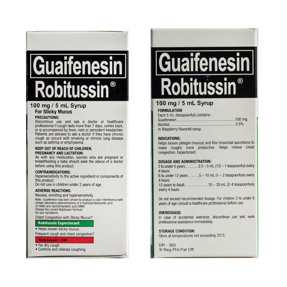 Robitussin Guaifenesin 100mg/5ml Syrup 60ml - Image 2