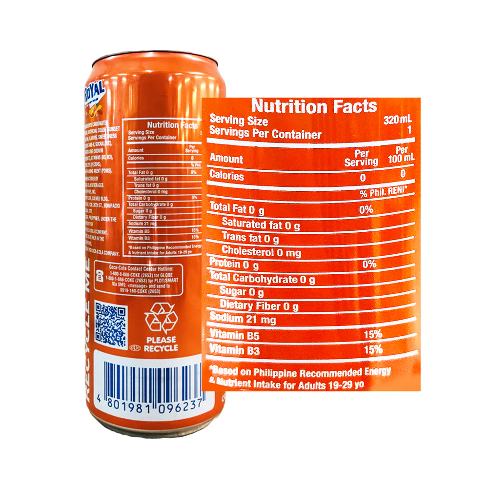Royal Tru Orange In Can Zero Sugar 320ml - Image 2
