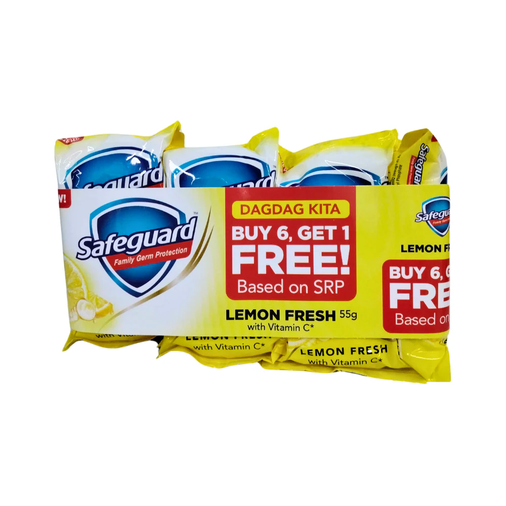 Safeguard Bar Soap Lemon Fresh 55g x 6's + 1