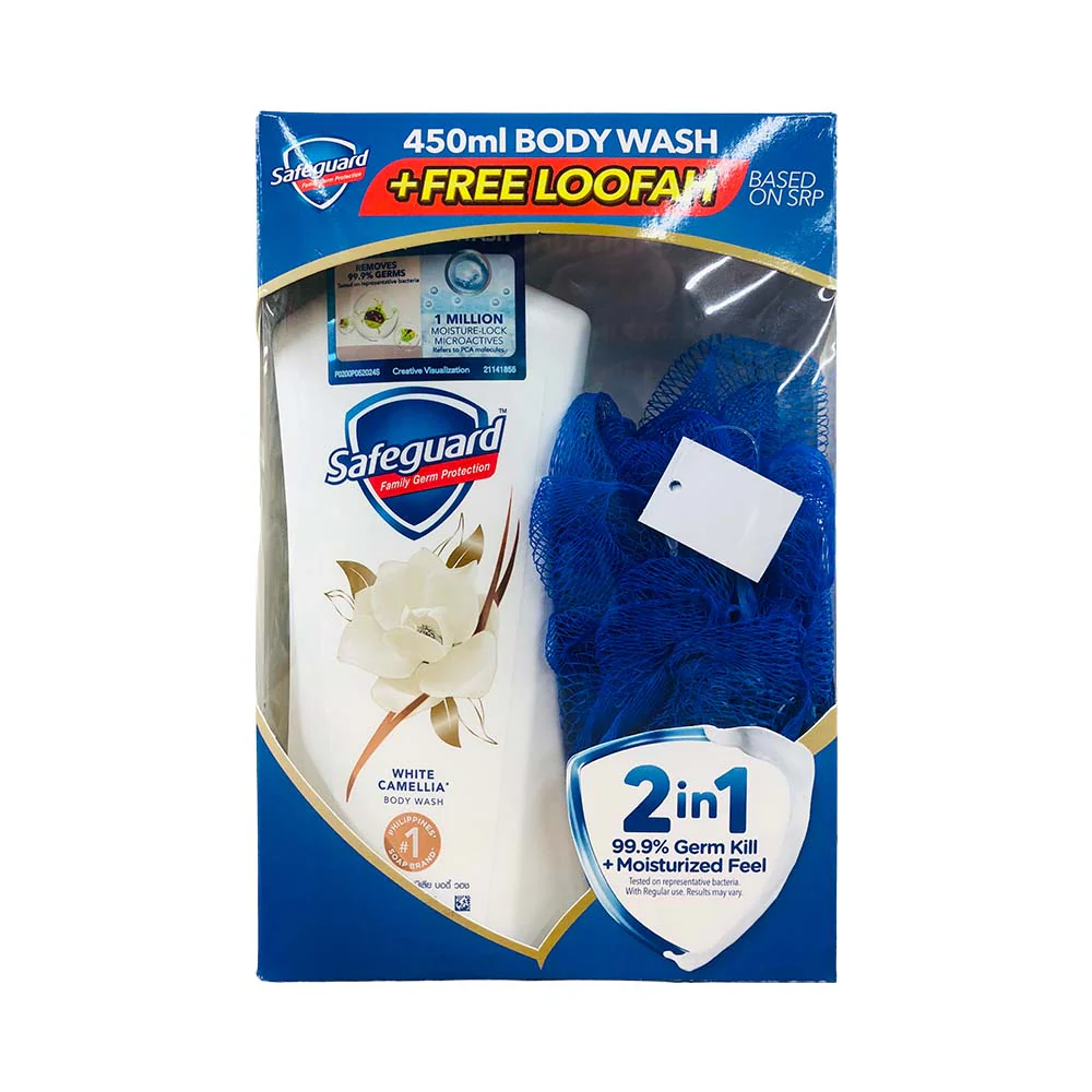Safeguard Body Wash White Camellia 450ml + Loofah