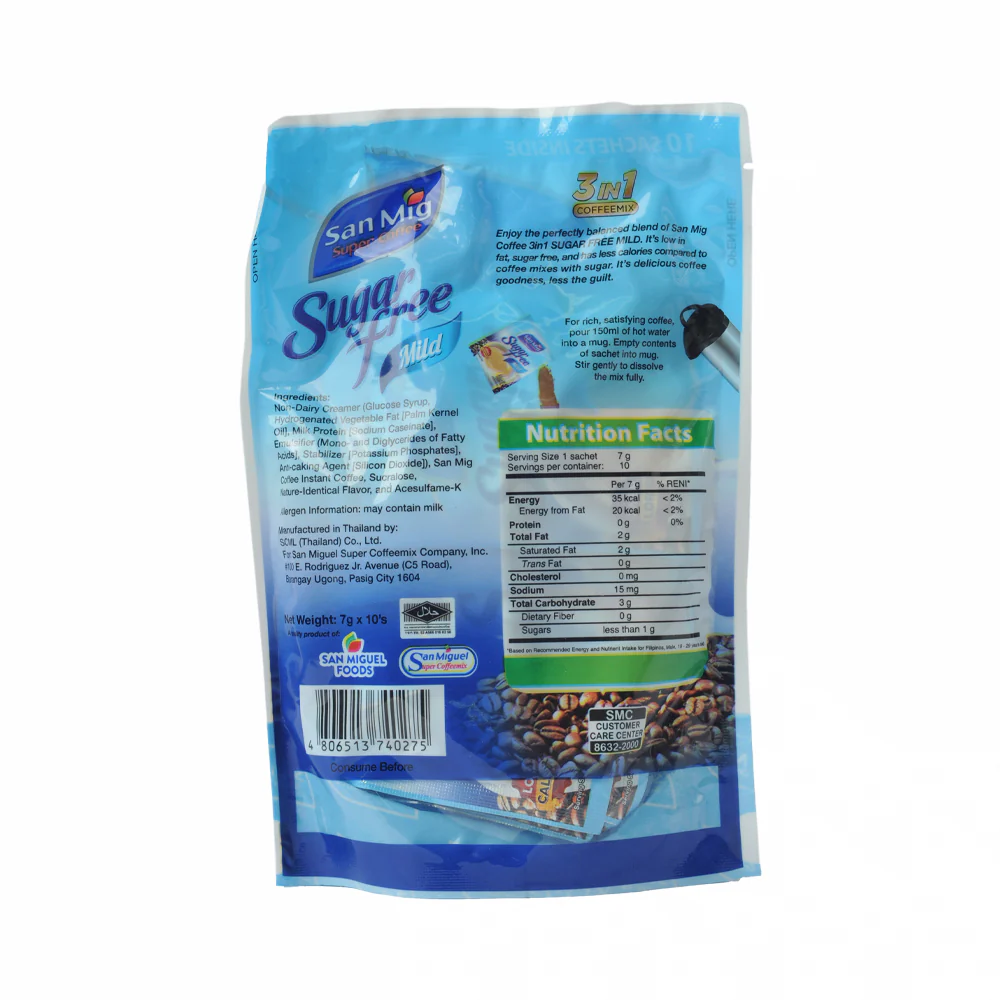 San Mig Coffee Instant 3in1 Sugar Free Coffee Mix Mild 7g x 10's - Image 2