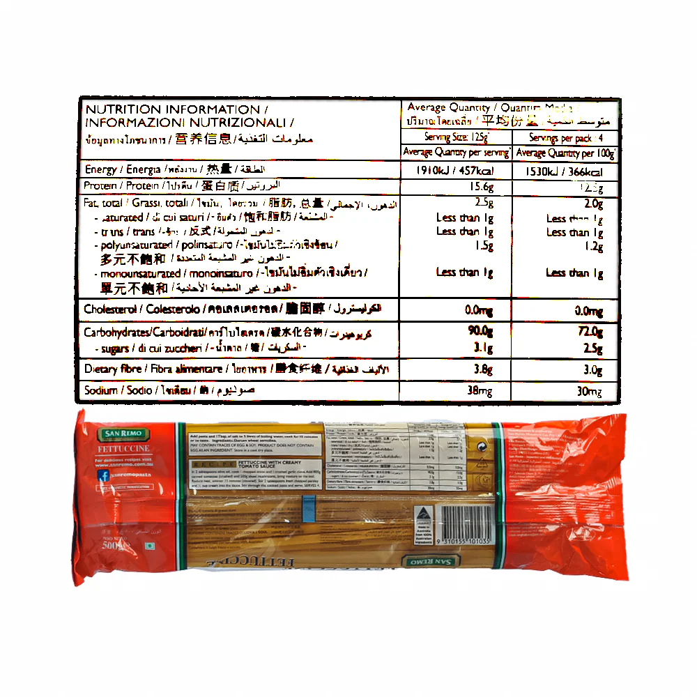 San Remo Long Pasta Fettucine 500g - Image 3