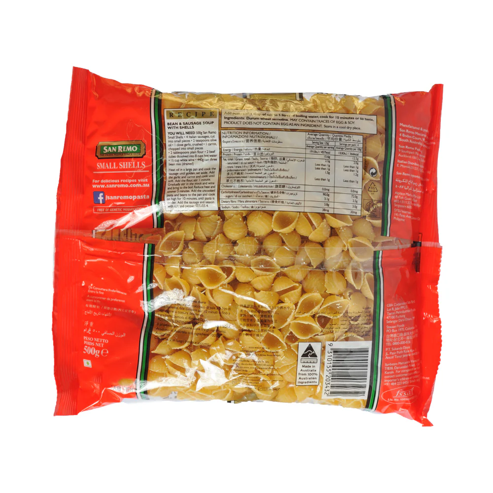 San Remo Short Pasta Small Shells 500g - Image 2
