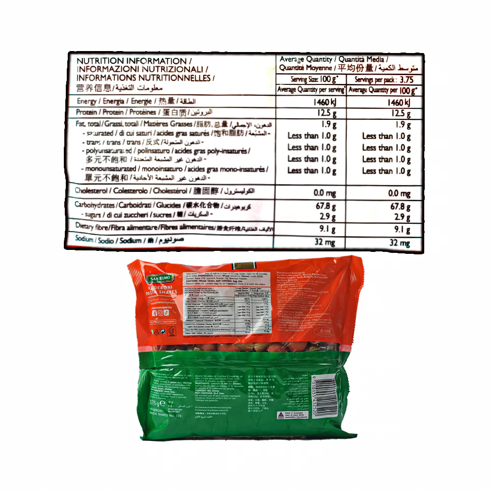 San Remo Vegetable Pasta Vegeroni Shapes 375g - Image 3