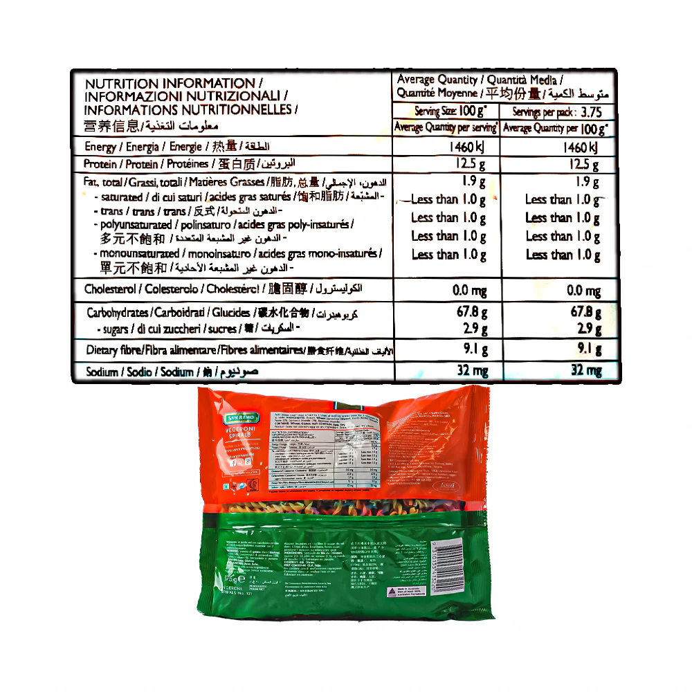 San Remo Vegetable Pasta Vegeroni Spirals 375g - Image 3