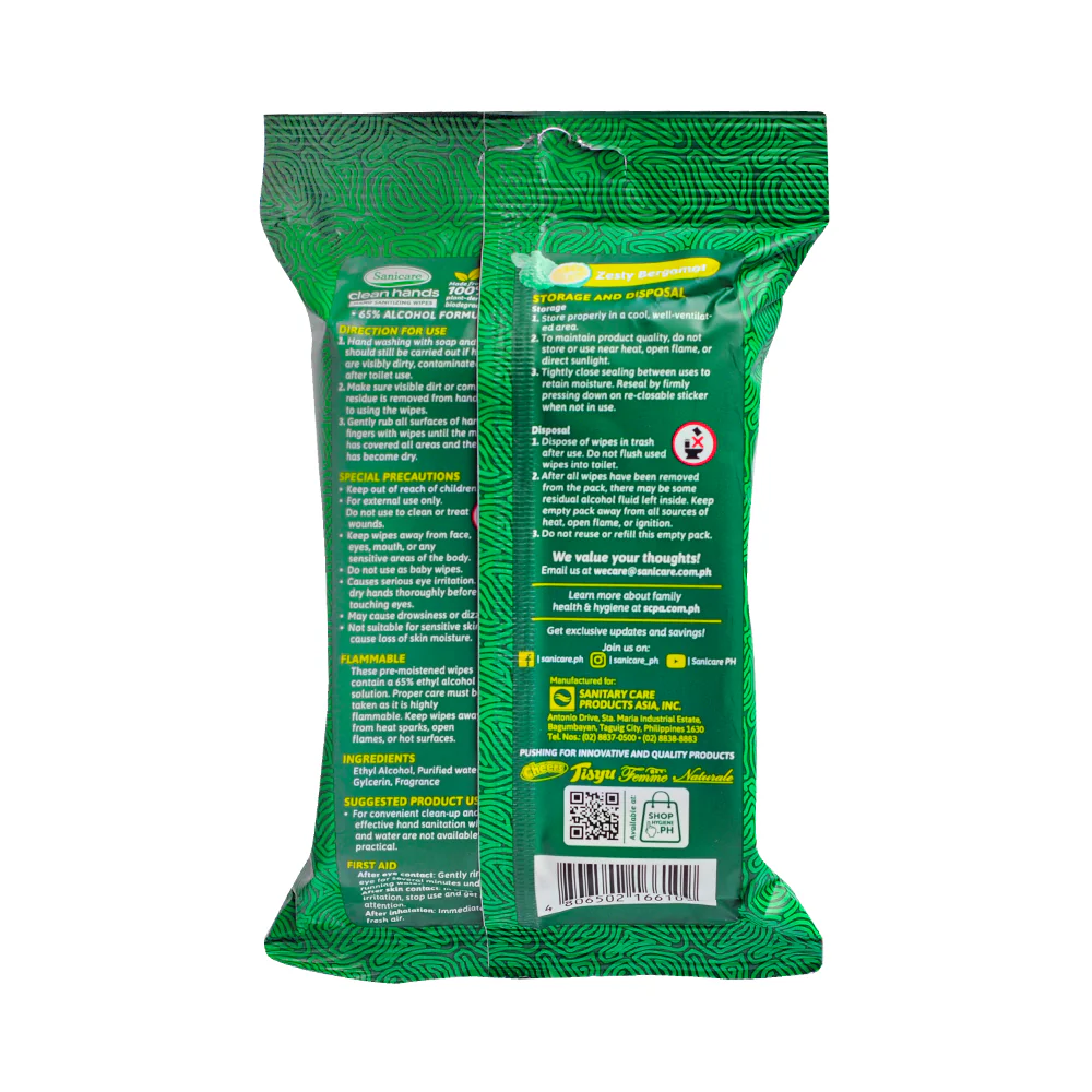 Sanicare Clean Hands Sanitizing Wipes 30 Sheets - Image 2