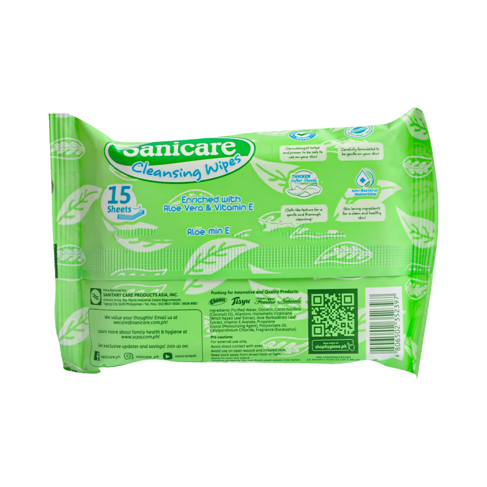 Sanicare Cleansing Wipes 15 Sheets - Image 4