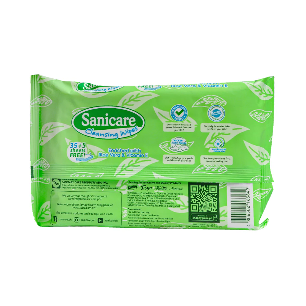 Sanicare Cleansing Wipes 40 Sheets - Image 2