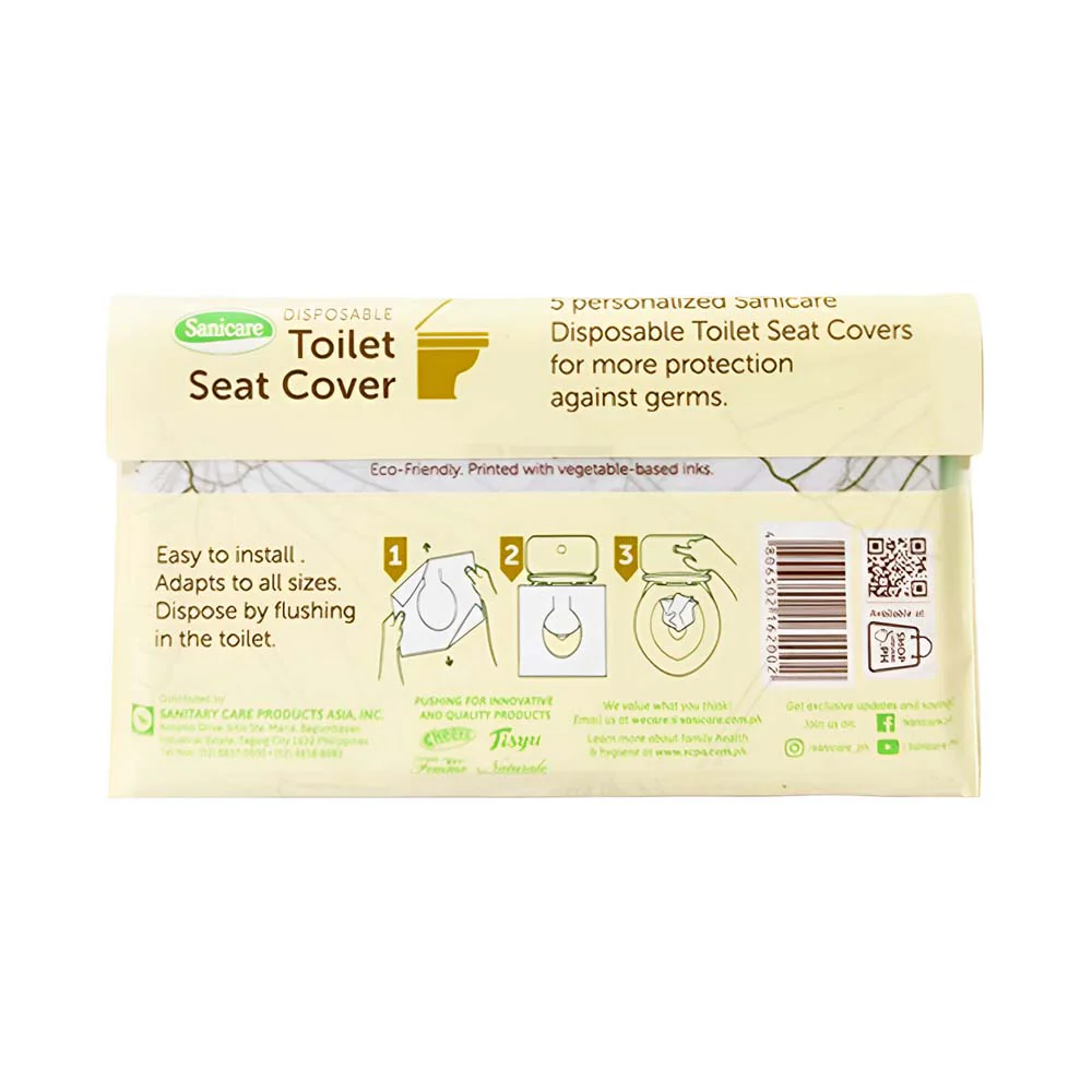 Sanicare Toilet Seat Cover Disposable Printed 5's - Image 2