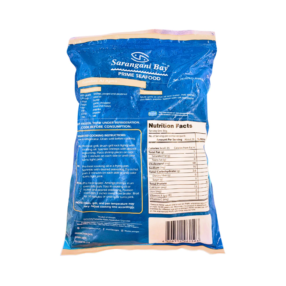 Sarangani Bay Raw Peeled Deviened White Shrimps 1kg - Image 2
