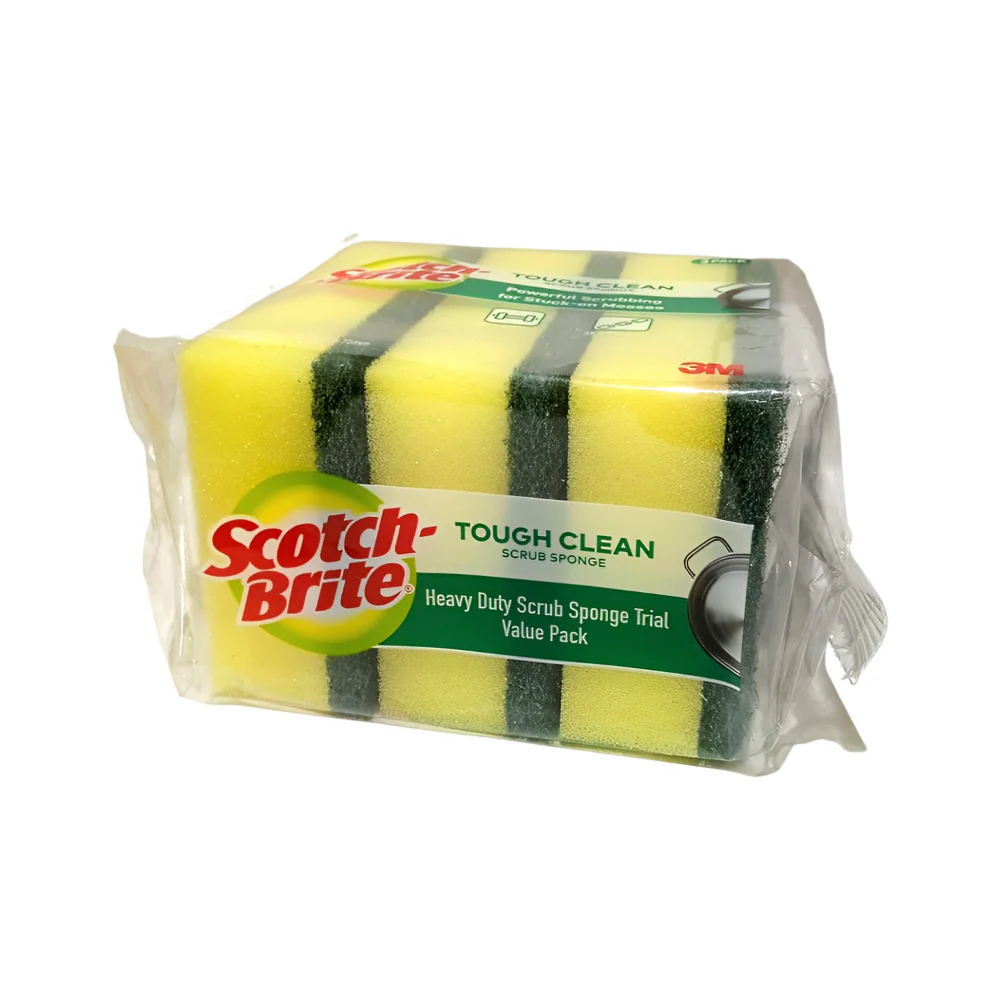 Scotch Brite Heavy-Duty Scrub Sponge 100mm x 75mm Value Pack 3's