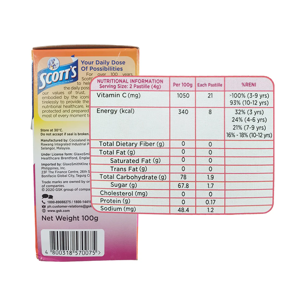 Scott's Vit C Pastilles Mixed Berries 100g 50's - Image 2