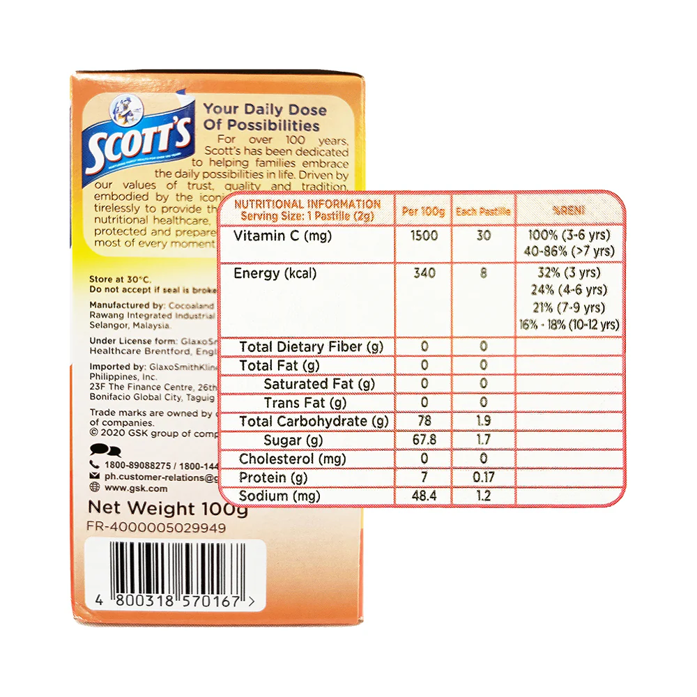 Scott's Vit C Pastilles Orange 50 Pastilles 100g - Image 2