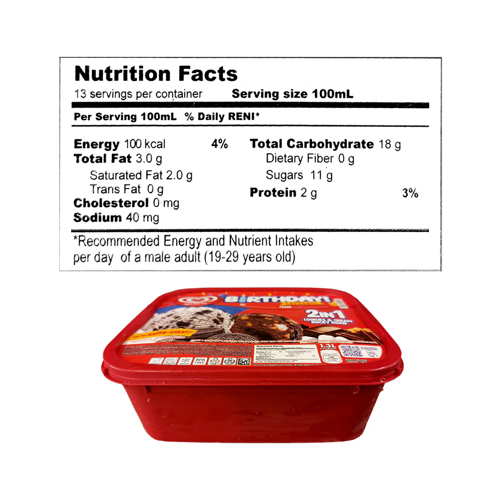 Selecta Birthday Espesyal 2in1 Cookies And Cream Rocky Road 1.3L - Image 2