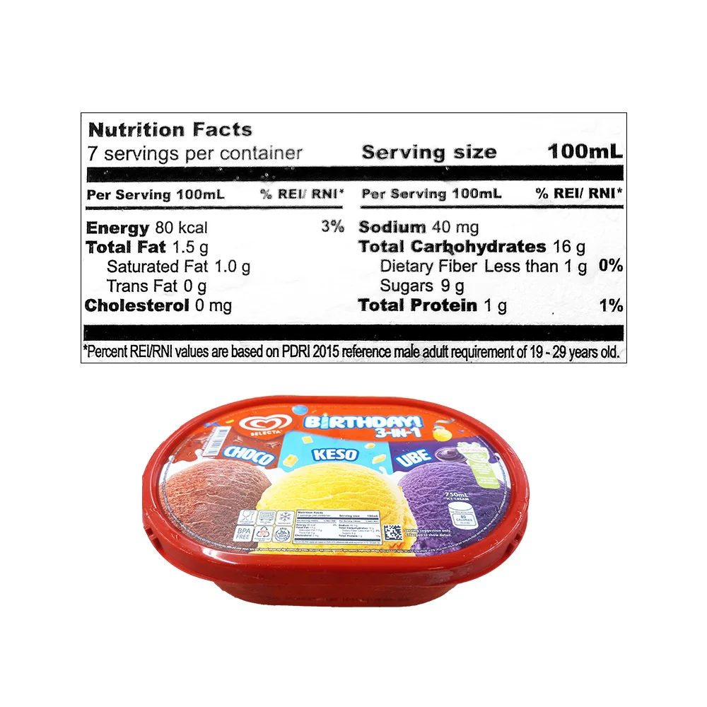 Selecta 3 in 1 Ice Cream Choco Keso Ube 750ml - Image 2