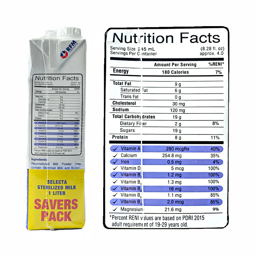 Selecta Fortified Sterilized Milk 1L x 2's Savers Pack - Image 3