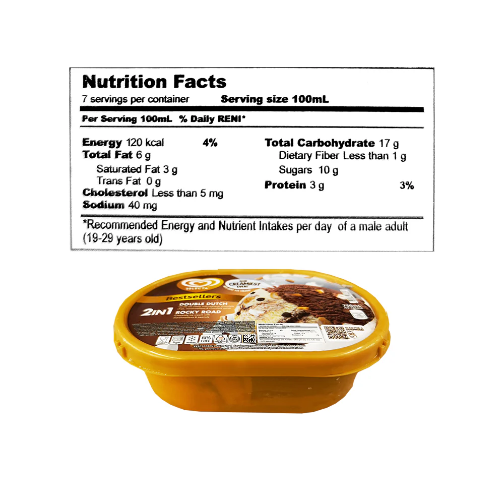 Selecta Ice Cream 2-In-1 Double Dutch + Rocky Road 750ml - Image 2