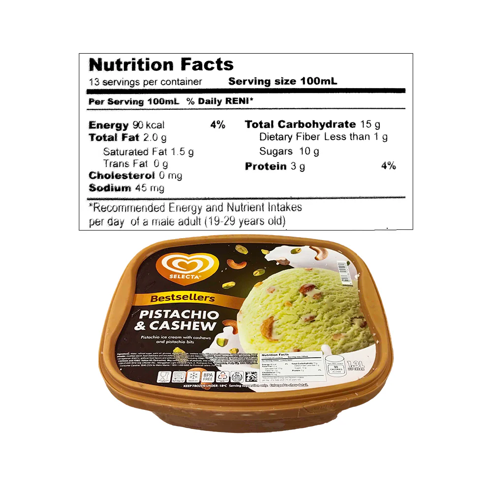 Selecta Ice Cream Pistachio And Cashew 1.3L - Image 2
