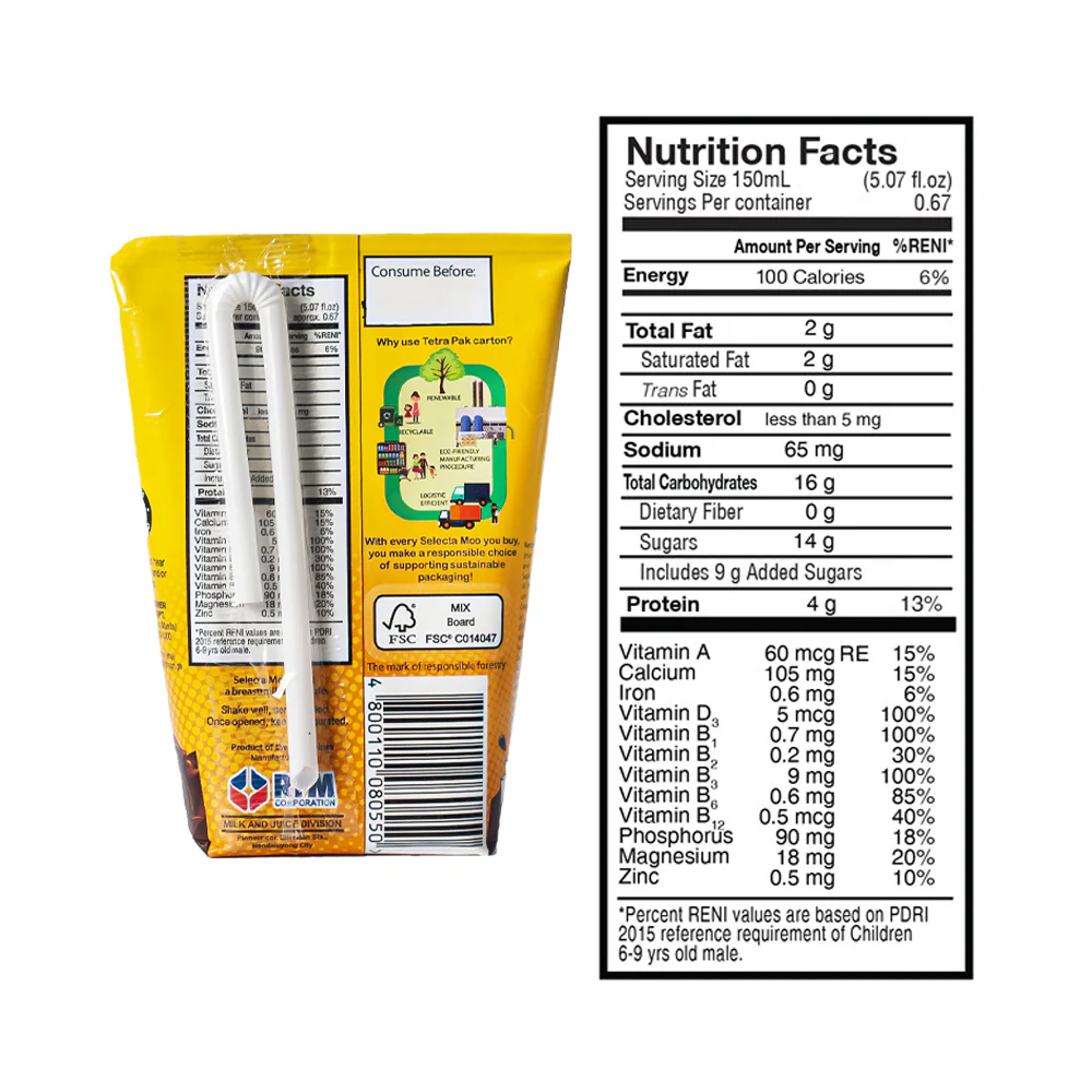 Selecta Moo Fortified Chocolate Milk Drink 100ml 8 + 2 Negosyo Pack - Image 3