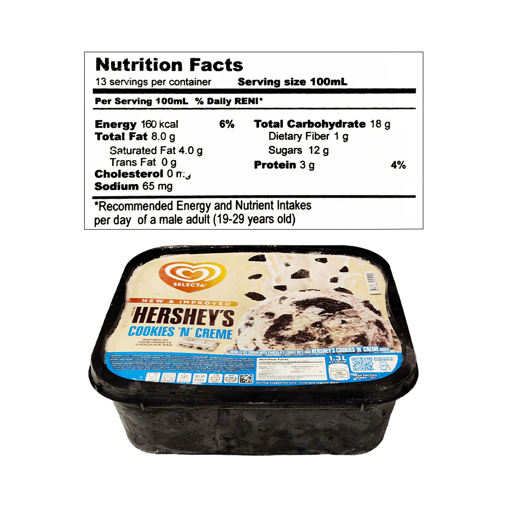 Selecta Supreme Ice Cream Hershey's Cookies And Creme 1.3L - Image 2