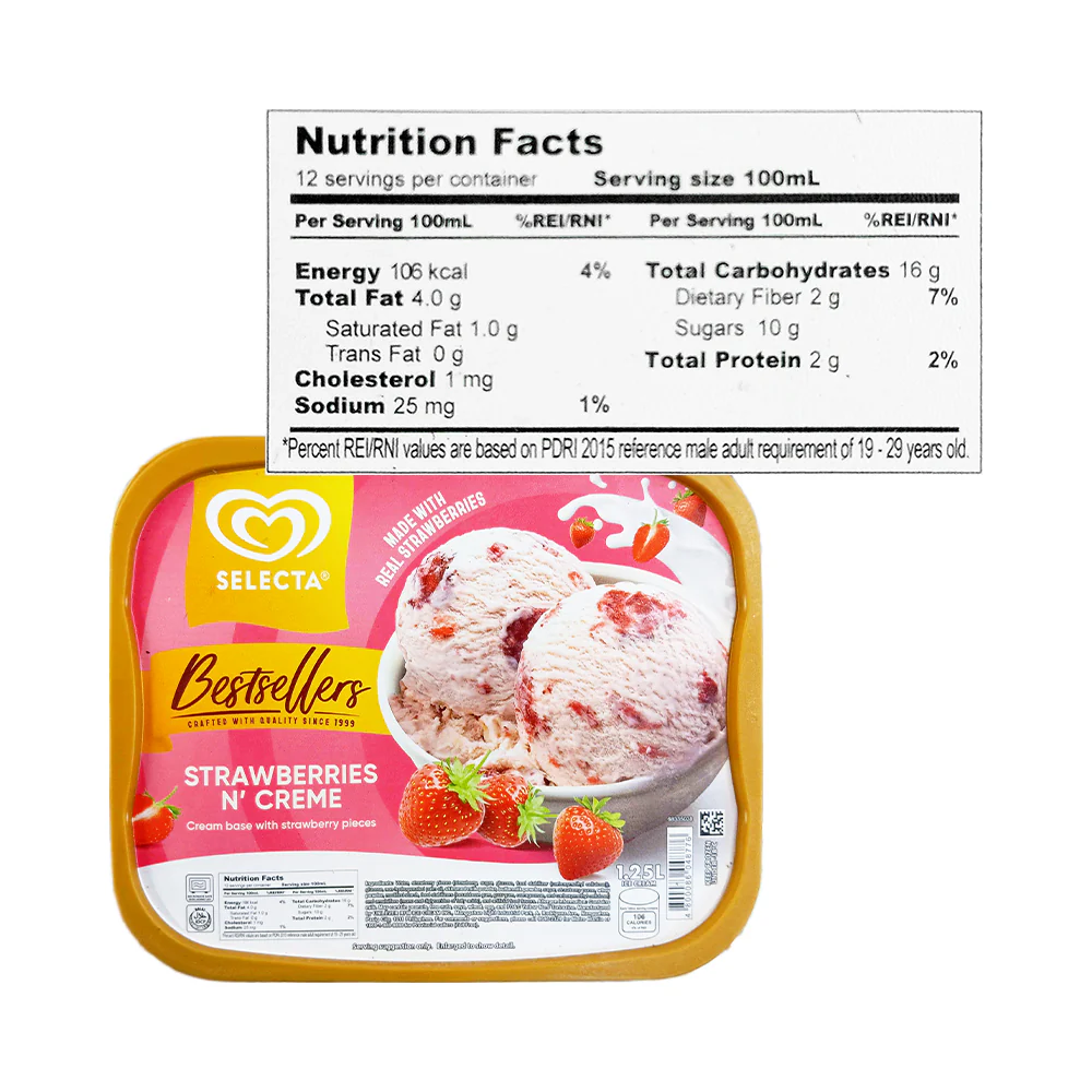 Selecta Supreme Ice Cream Strawberries N Creme 1.25L - Image 2