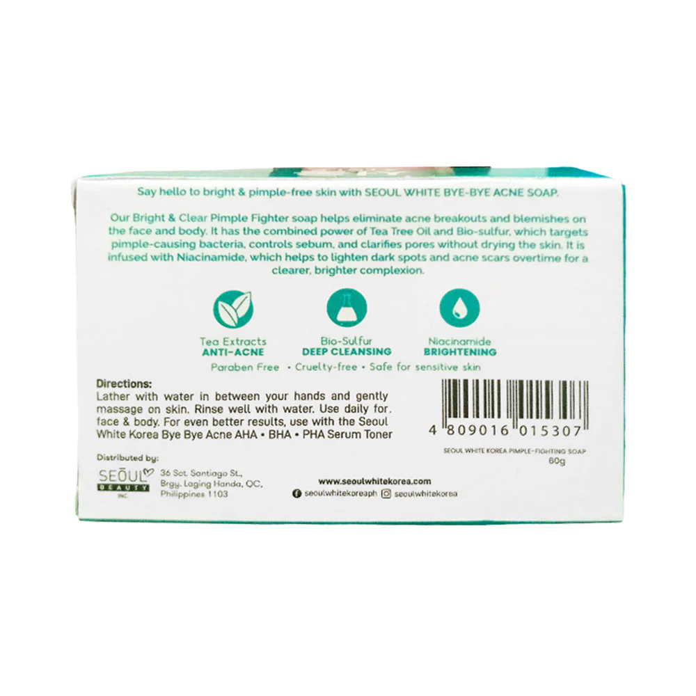 Seoul White Bye Bye Acne Soap 60g - Image 3