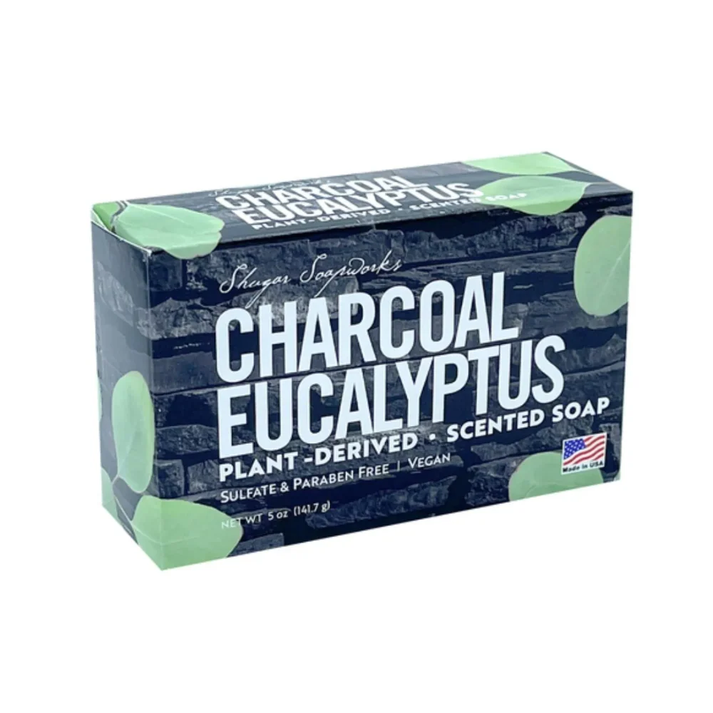 Shugar Soapworks Charcoal Eucalyptus Scented Soap 141.7g - Image 2