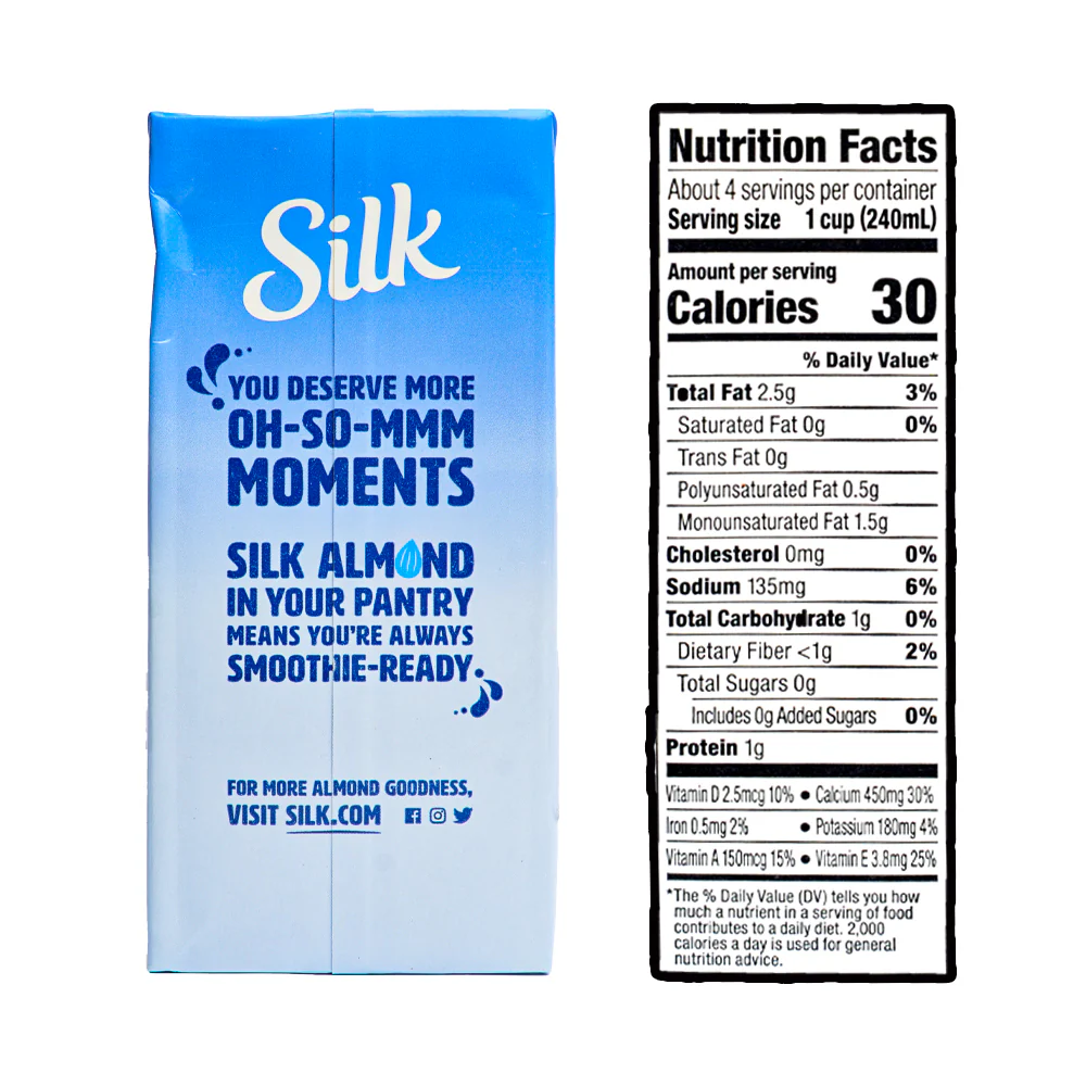 Silk Almond Milk Original Unsweetened 946ml - Image 2