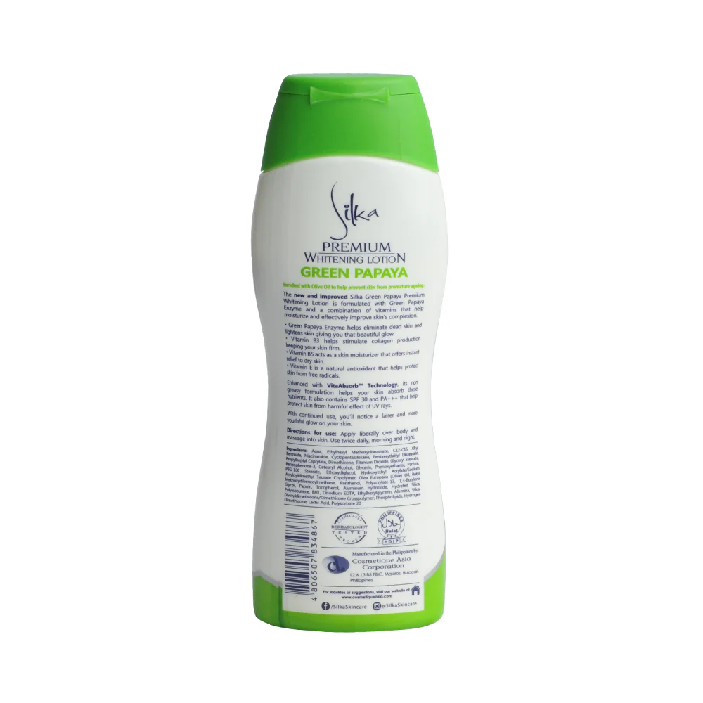 Silka Premium Whitening Lotion Green Papaya SPF 30 100ml - Image 2