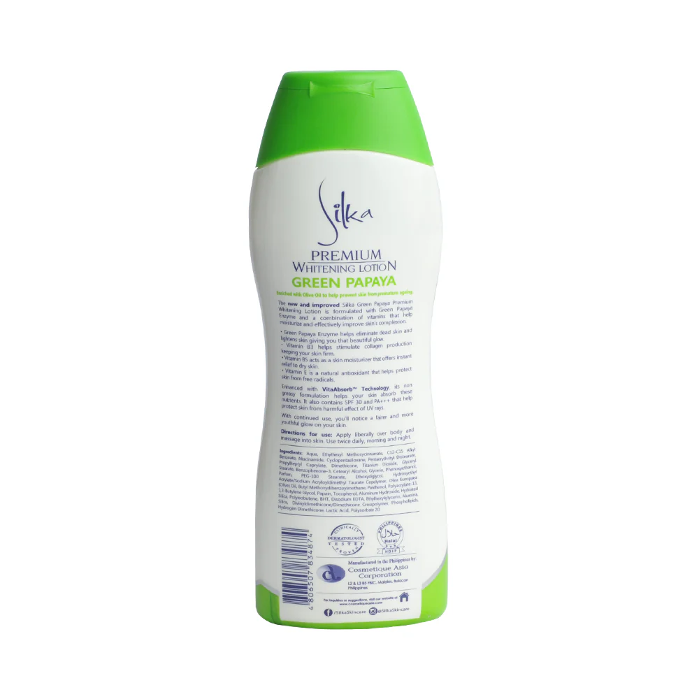Silka Premium Whitening Lotion Green Papaya SPF 30 200ml - Image 2