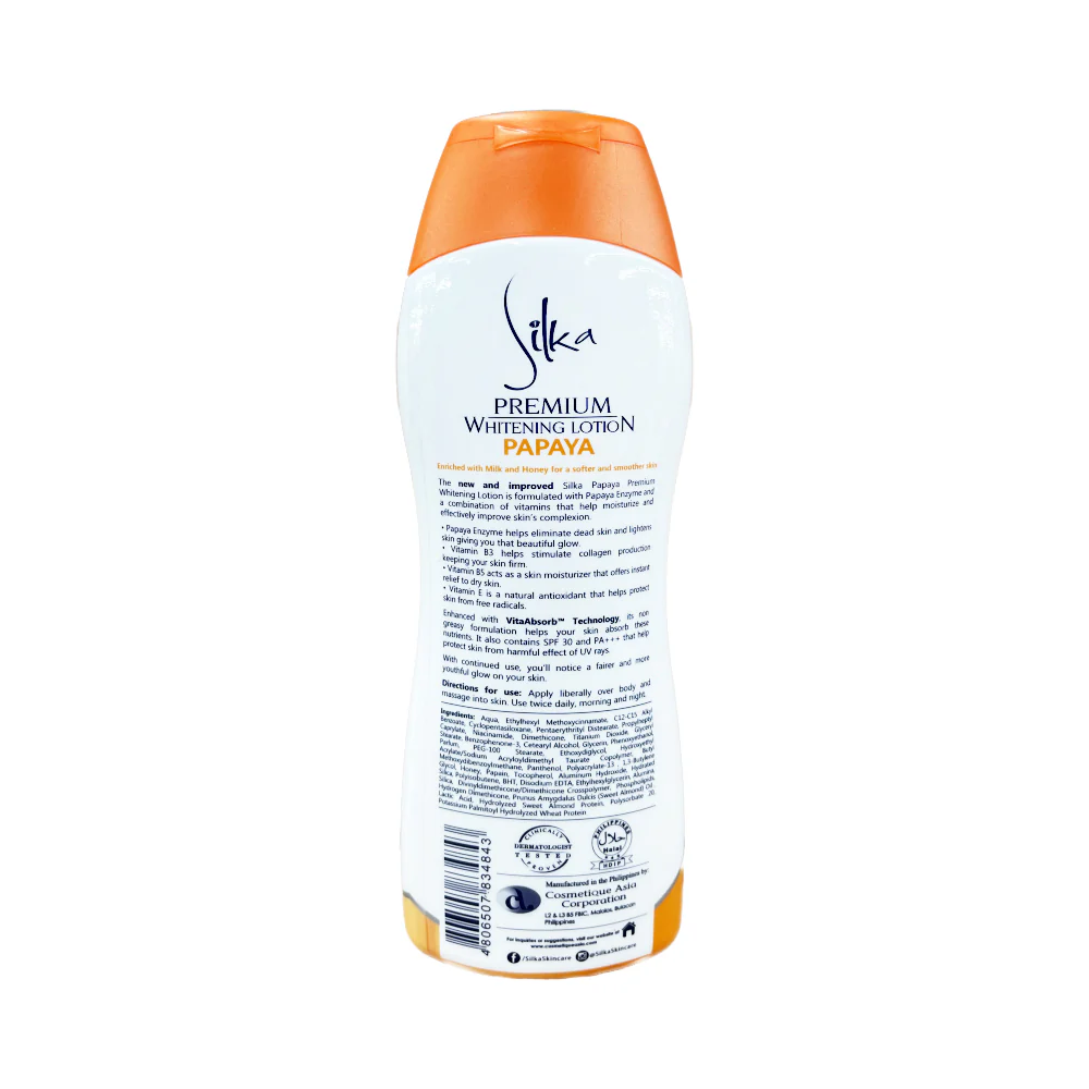 Silka Premium Whitening Lotion Papaya SPF 30 200ml - Image 2