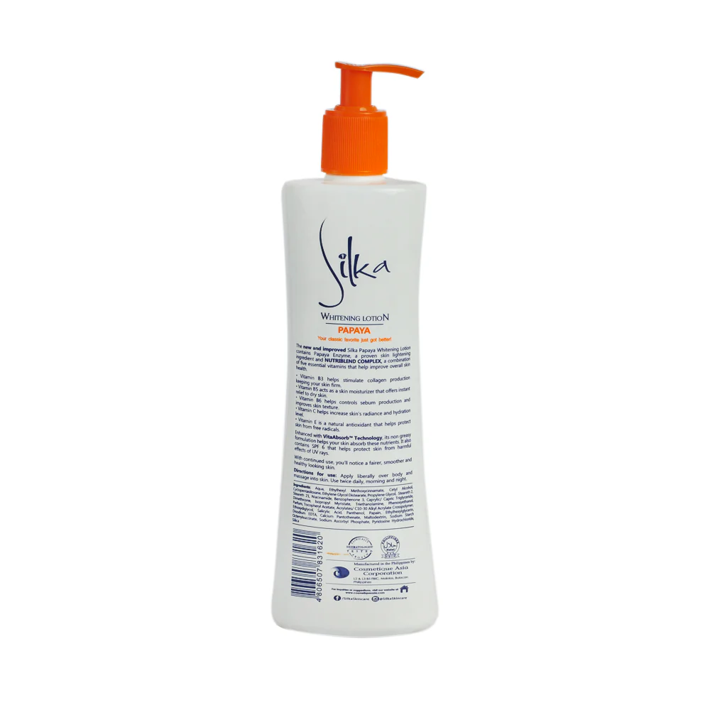 Silka Skin Whitening Lotion Papaya With Pump SPF 6 500ml - Image 2