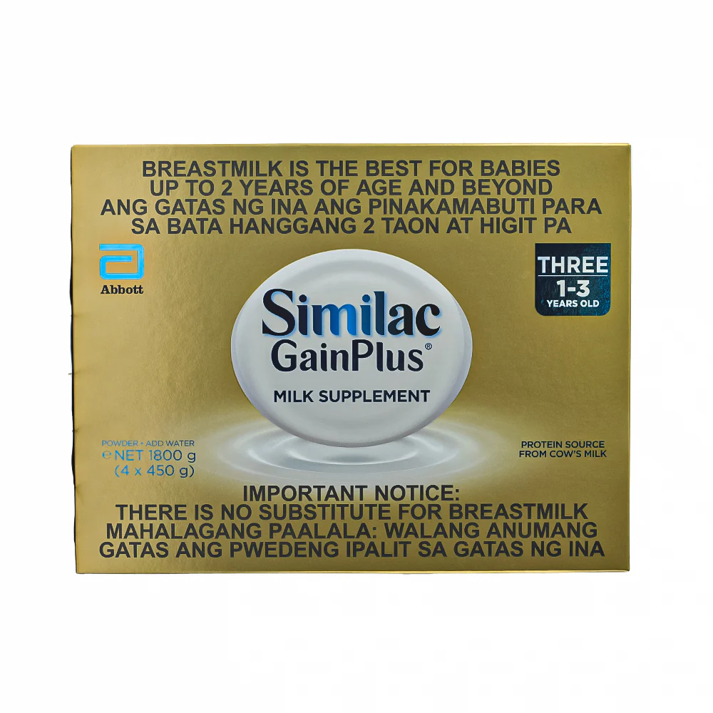 Similac Gain Plus Three 5HMO Milk Supplement 1-3yrs Old 1800g