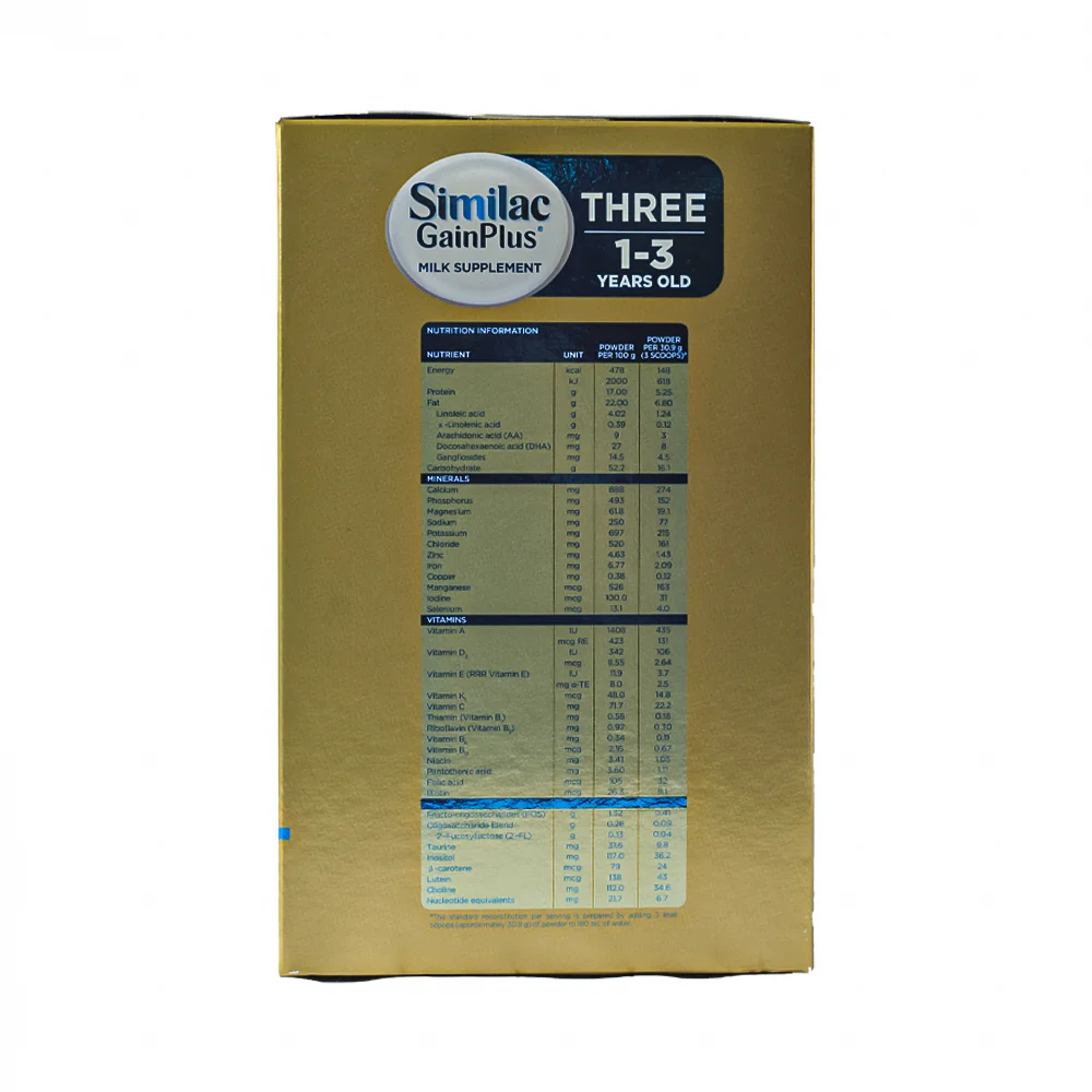 Similac Gain Plus Three 5HMO Milk Supplement 1-3yrs Old 1800g - Image 2