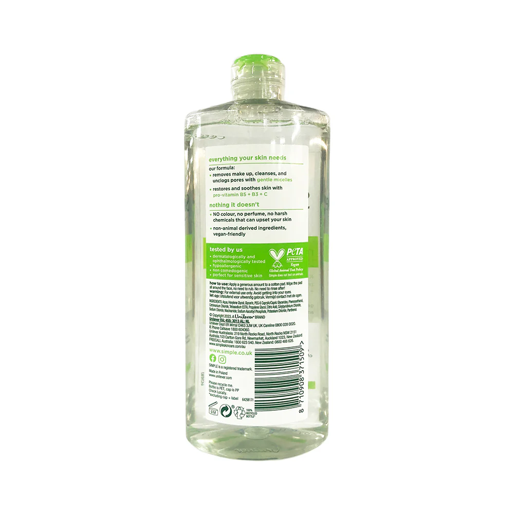 Simple Micellar Cleansing Water 400ml - Image 2