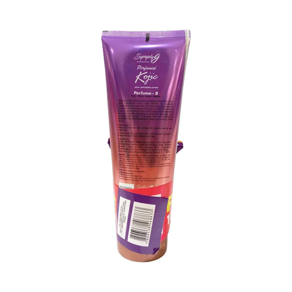 Simply G Perfumed Skin Lightening Lotion B SPF 20 220ml + Simply G Perfume B Soap Bar - Image 2