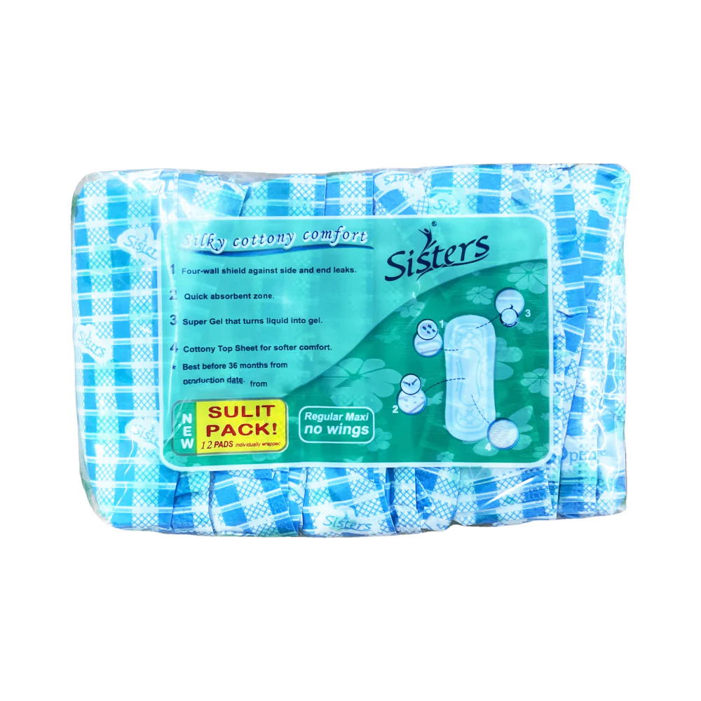 Sisters Napkin Day Use Silk Floss Singles Non Wings Family Pack 12 Pads - Image 2