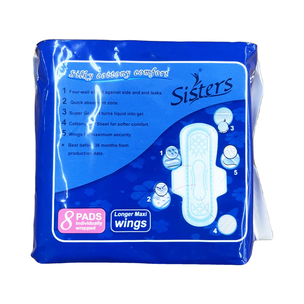 Sisters Napkin Night Use Silk Floss With Wings 8 Pads - Image 2