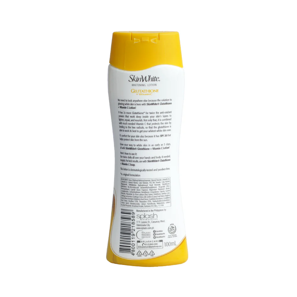 Skin White Whitening Lotion Glutathione + Vitamin C SPF 20 100ml - Image 2