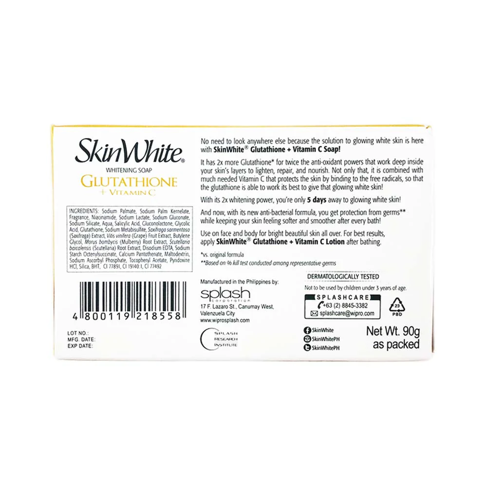 Skin White Whitening Soap Glutathione + Vitamin C 90g - Image 2