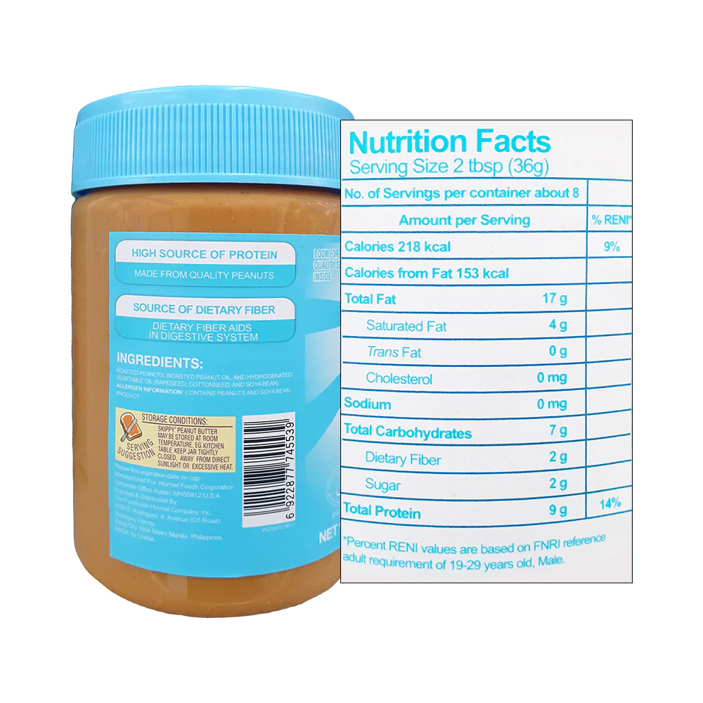 Skippy Peanut Butter No Sugar No Salt Added 280g - Image 2