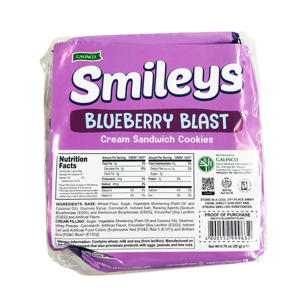 Smileys Blueberry Blast Cream Sandwich Cookies 20g x 10's - Image 2