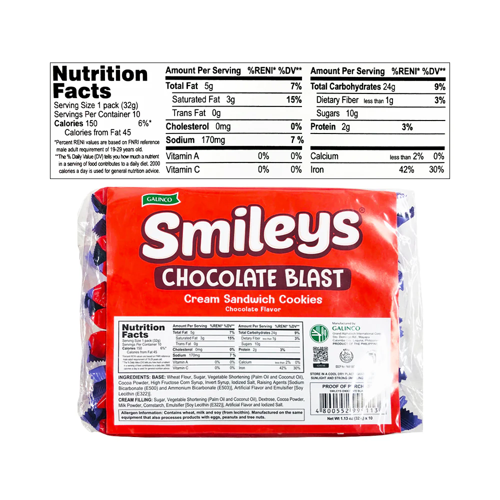 Smileys Chocolate Blast Cream Sandwich Cookies 32g x 10's - Image 3