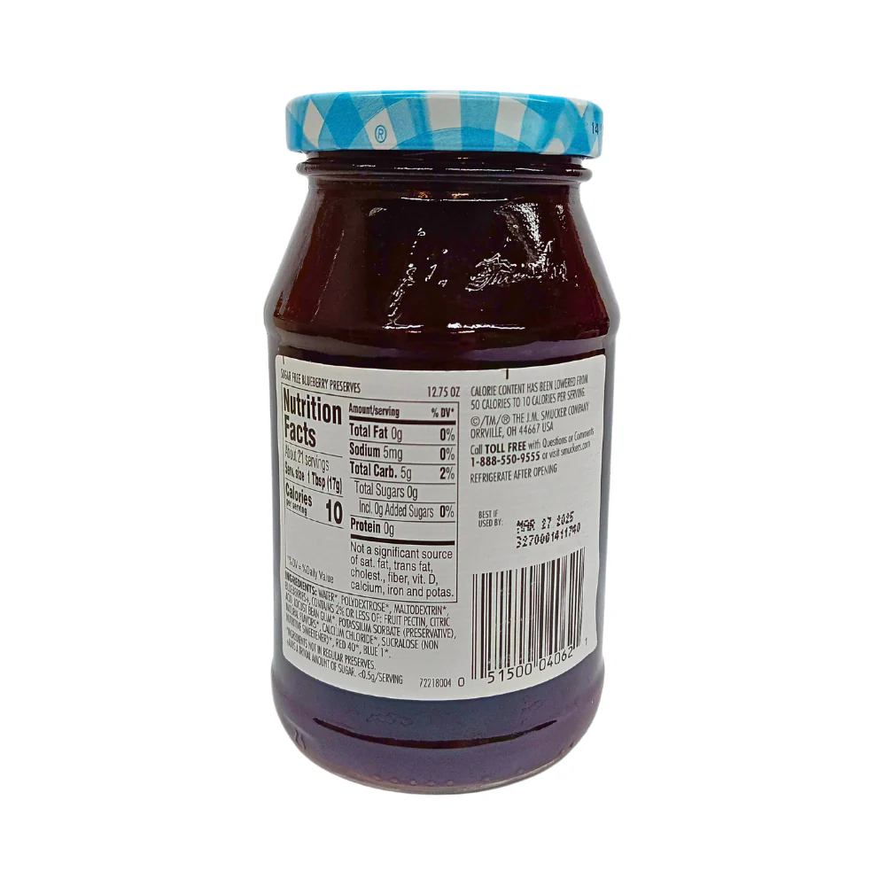Smucker's Sugar Free Blueberry Preserves 361g (12.75oz) - Image 2