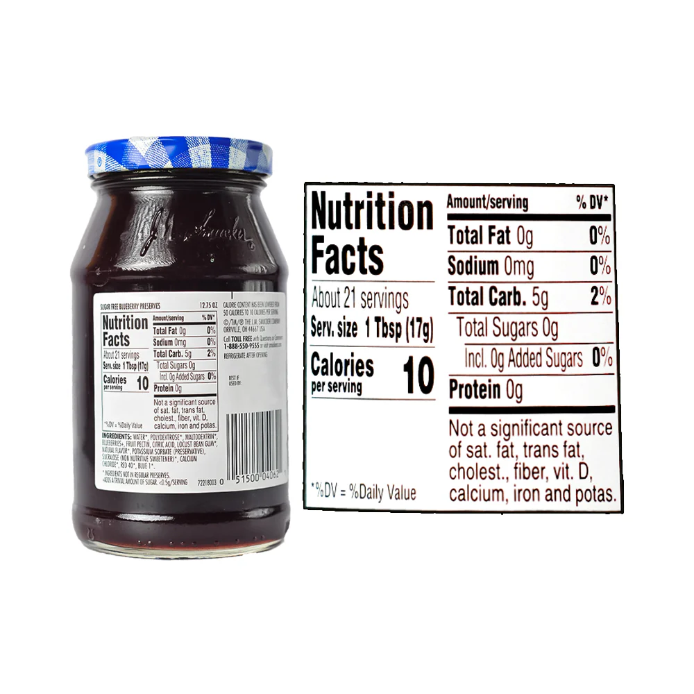 Smucker's Sugar Free Blueberry Preserves 361g (12.75oz) - Image 3