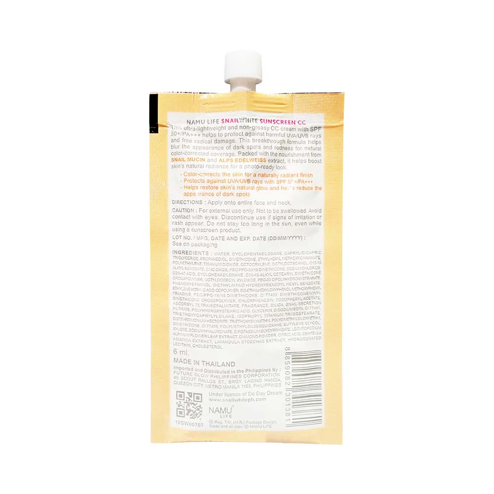 Snail White CC Sunscreen Cream SPF 50+ PA+++ 6ml - Image 3
