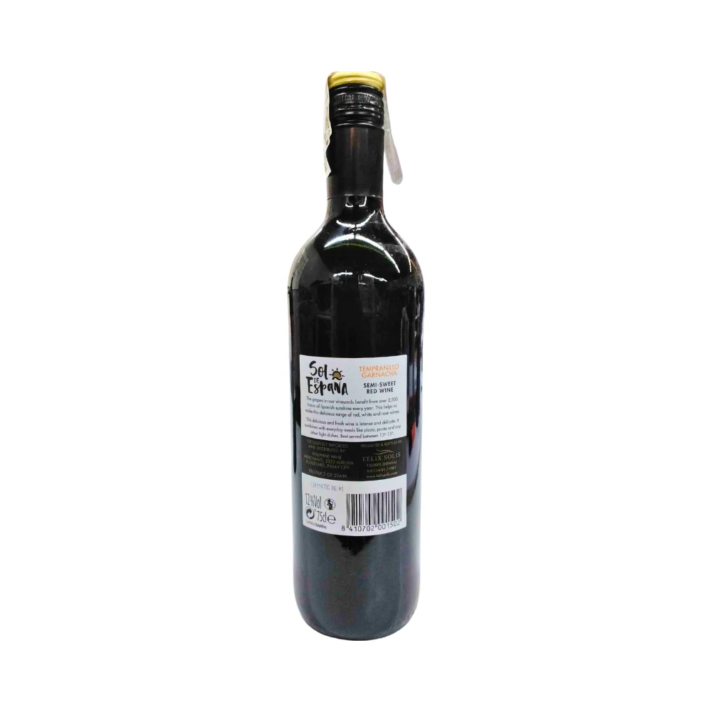 Sol De Espana Semi-Sweet Red Wine 750ml - Image 3