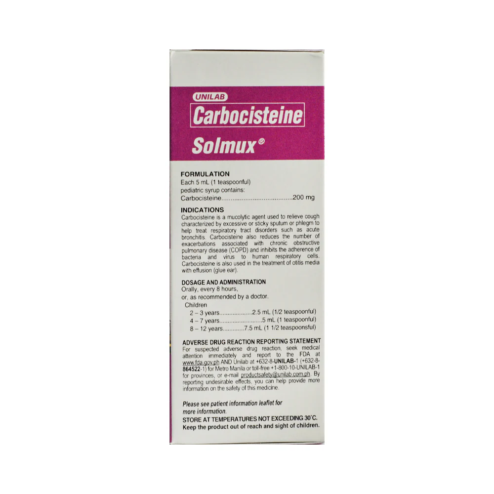 Solmux Carbocisteine Suspension 200mg/5ml Syrup 60ml - Image 2
